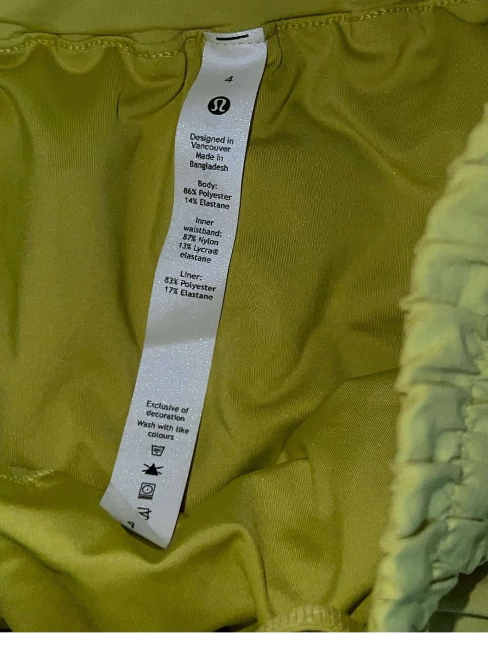 Lululemon Track That High Rise Lined Shorts 5” in a yellow green color size 4 - Picture 3 of 7